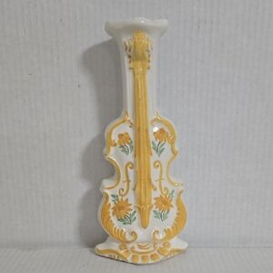 Vintage Hand Painted Cash Family Blue Ridge Pottery Violin Vase / Wall Pocket